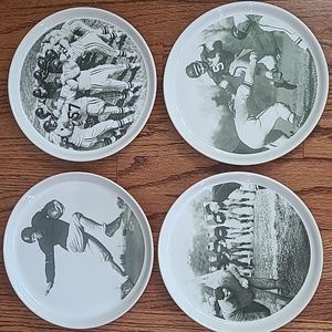 Pottery Barn Black and White Football Snack Plates Set of 4